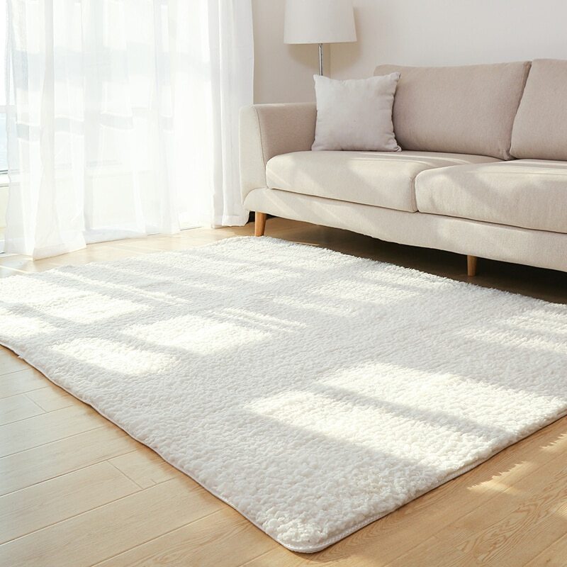 Fluffy White Plush Rug