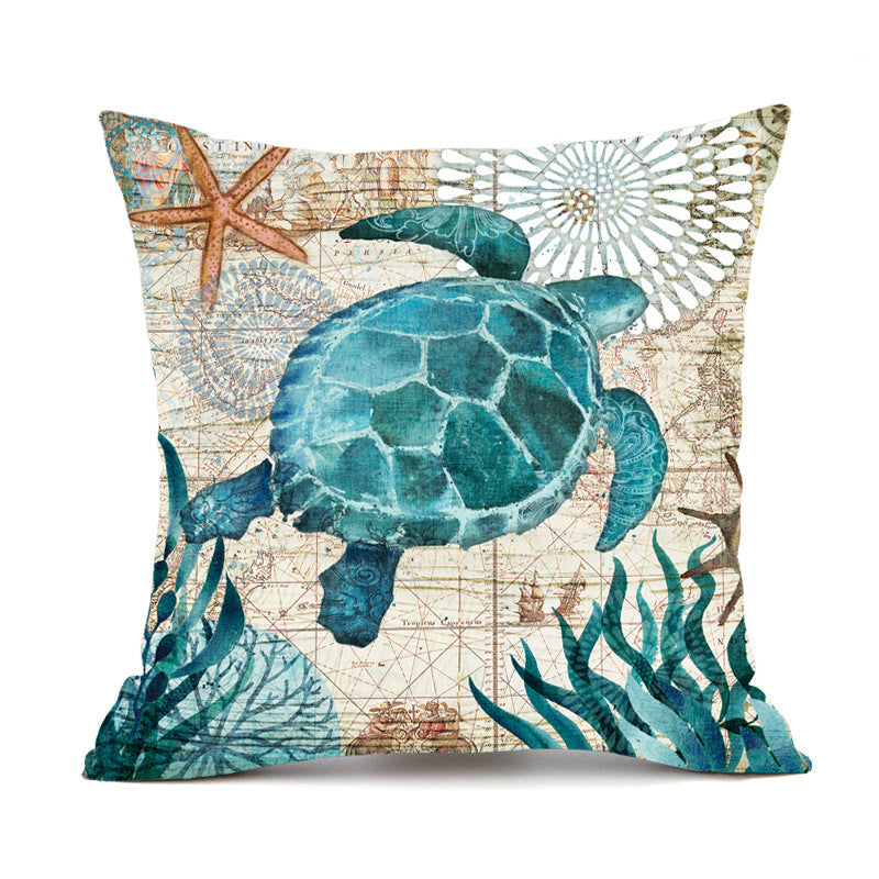 Sea Turtle Printed Cushion Cover