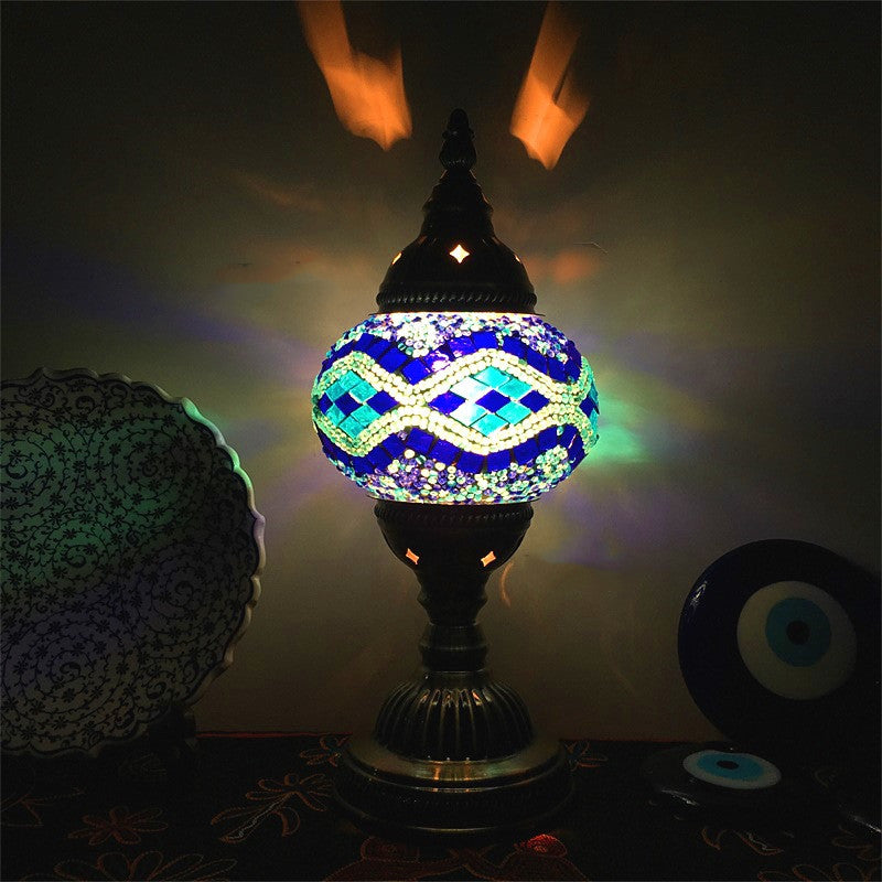 Turkisk Mosaiklampa | Vintage Art Deco Handgjord Bordslampa